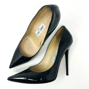 Jimmy Choo Anouk 120 Patent Leather Pump Heel Black Sz 7.5